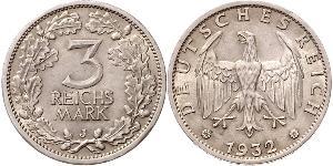 3 Mark / 3 Reichsmark República de Weimar (1918-1933) Plata 