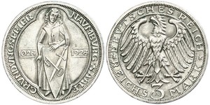 3 Mark / 3 Reichsmark República de Weimar (1918-1933) Plata 