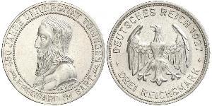 3 Mark / 3 Reichsmark República de Weimar (1918-1933) Plata 