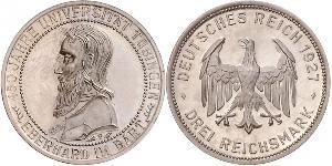 3 Mark / 3 Reichsmark República de Weimar (1918-1933) Plata 