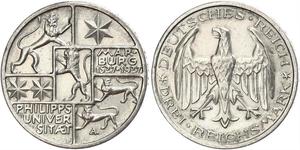3 Mark / 3 Reichsmark República de Weimar (1918-1933) Plata 