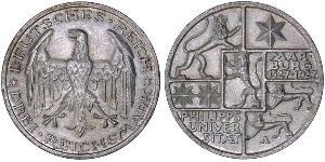 3 Mark / 3 Reichsmark República de Weimar (1918-1933) Plata 