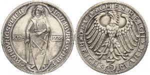 3 Mark / 3 Reichsmark República de Weimar (1918-1933) Plata 