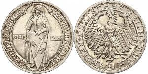 3 Mark / 3 Reichsmark República de Weimar (1918-1933) Plata 