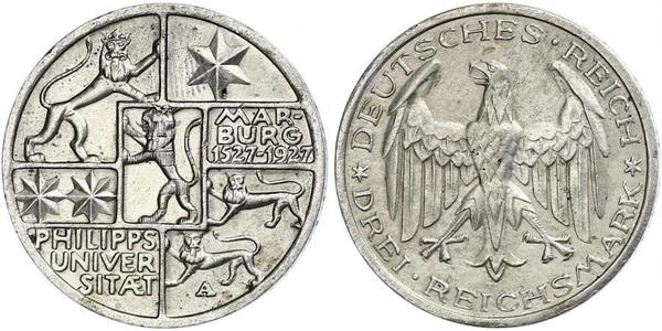 3 Mark / 3 Reichsmark República de Weimar (1918-1933) Plata 