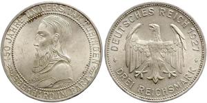 3 Mark / 3 Reichsmark Weimarer Republik (1918-1933) Silber 