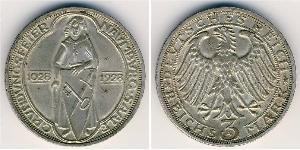 3 Mark / 3 Reichsmark Weimarer Republik (1918-1933) Silber 