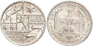 3 Mark / 3 Reichsmark Weimarer Republik (1918-1933) Silber 