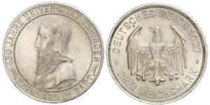 3 Mark / 3 Reichsmark Weimarer Republik (1918-1933) Silber 