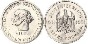 3 Mark / 3 Reichsmark Weimarer Republik (1918-1933) Silber 