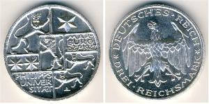 3 Mark / 3 Reichsmark Weimarer Republik (1918-1933) Silber 