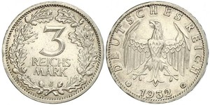 3 Mark / 3 Reichsmark Weimarer Republik (1918-1933) Silber 