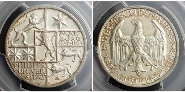 3 Mark / 3 Reichsmark Weimarer Republik (1918-1933) Silber 