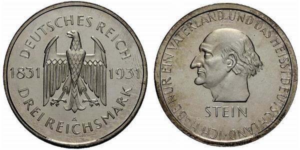 3 Mark / 3 Reichsmark Weimarer Republik (1918-1933) Silber 