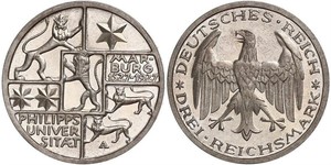 3 Mark / 3 Reichsmark Weimar Republic (1918-1933) Silver 