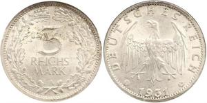 3 Mark / 3 Reichsmark Weimar Republic (1918-1933) Silver 