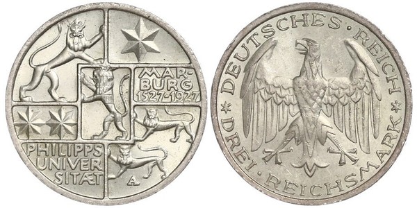 3 Mark / 3 Reichsmark Weimar Republic (1918-1933) Silver 