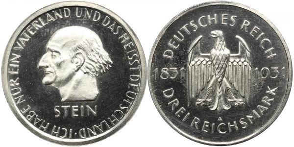 3 Mark / 3 Reichsmark Weimar Republic (1918-1933) Silver 