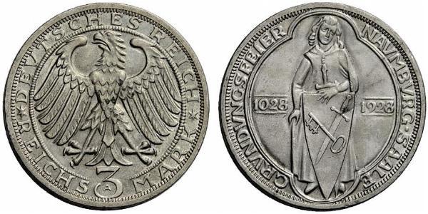 3 Mark / 3 Reichsmark Weimar Republic (1918-1933) Silver 