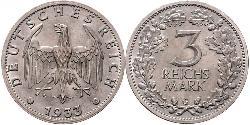3 Mark / 3 Reichsmark 魏瑪共和國 (1919 - 1933) 銀 