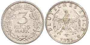 3 Mark / 3 Reichsmark 魏瑪共和國 (1919 - 1933) 銀 
