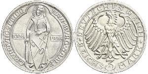 3 Mark / 3 Reichsmark 魏瑪共和國 (1919 - 1933) 銀 