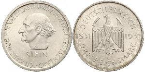 3 Mark / 3 Reichsmark 魏瑪共和國 (1919 - 1933) 銀 