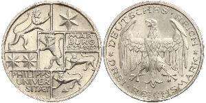3 Mark / 3 Reichsmark 魏瑪共和國 (1919 - 1933) 銀 