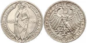 3 Mark / 3 Reichsmark 魏瑪共和國 (1919 - 1933) 銀 