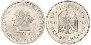 3 Mark / 3 Reichsmark 魏瑪共和國 (1919 - 1933) 銀 