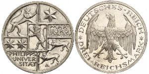 3 Mark / 3 Reichsmark 魏瑪共和國 (1919 - 1933) 銀 