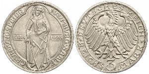 3 Mark / 3 Reichsmark 魏瑪共和國 (1919 - 1933) 銀 