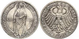 3 Mark / 3 Reichsmark 魏瑪共和國 (1919 - 1933) 銀 