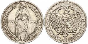 3 Mark / 3 Reichsmark 魏瑪共和國 (1919 - 1933) 銀 