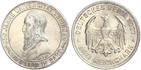 3 Mark / 3 Reichsmark 魏瑪共和國 (1919 - 1933) 銀 