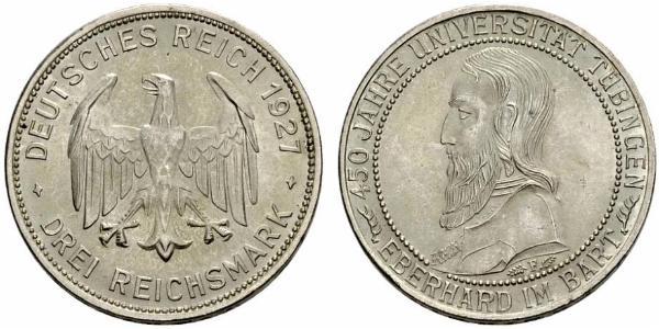 3 Mark / 3 Reichsmark 魏瑪共和國 (1919 - 1933) 銀 