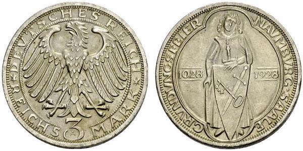 3 Mark / 3 Reichsmark 魏瑪共和國 (1919 - 1933) 銀 
