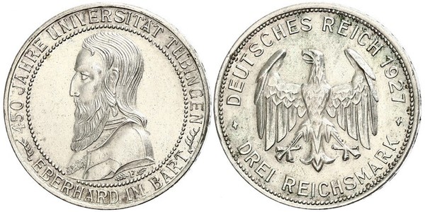 3 Mark / 3 Reichsmark 魏瑪共和國 (1919 - 1933) 銀 