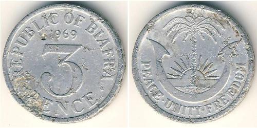 3 Penny Republic of Biafra (1967-1970) Aluminio 
