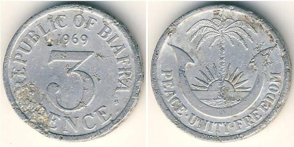 3 Penny Republic of Biafra (1967-1970) Aluminium 