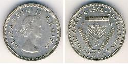 3 Penny Afrique du Sud Argent Elizabeth II (1926-2022)