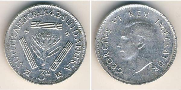 3 Penny Afrique du Sud Argent George VI (1895-1952)