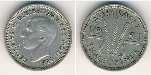 3 Penny Australie (1939 - ) Argent George VI (1895-1952)