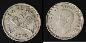 3 Penny Nouvelle-Zélande Argent George VI (1895-1952)
