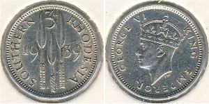 3 Penny Southern Rhodesia (1923-1980) Argent George VI (1895-1952)