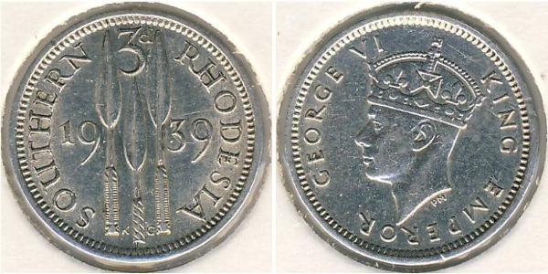 3 Penny Southern Rhodesia (1923-1980) Argent George VI (1895-1952)