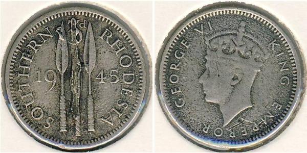 3 Penny Southern Rhodesia (1923-1980) Argent George VI (1895-1952)