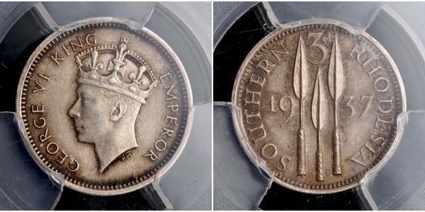 3 Penny Southern Rhodesia (1923-1980) Argent George VI (1895-1952)