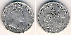 3 Penny Ôstralie (1788 - 1939) Argent Édouard VII (1841-1910)