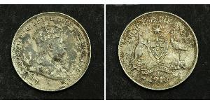 3 Penny Australia (1788 - 1939) Argento Edoardo VII (1841-1910)